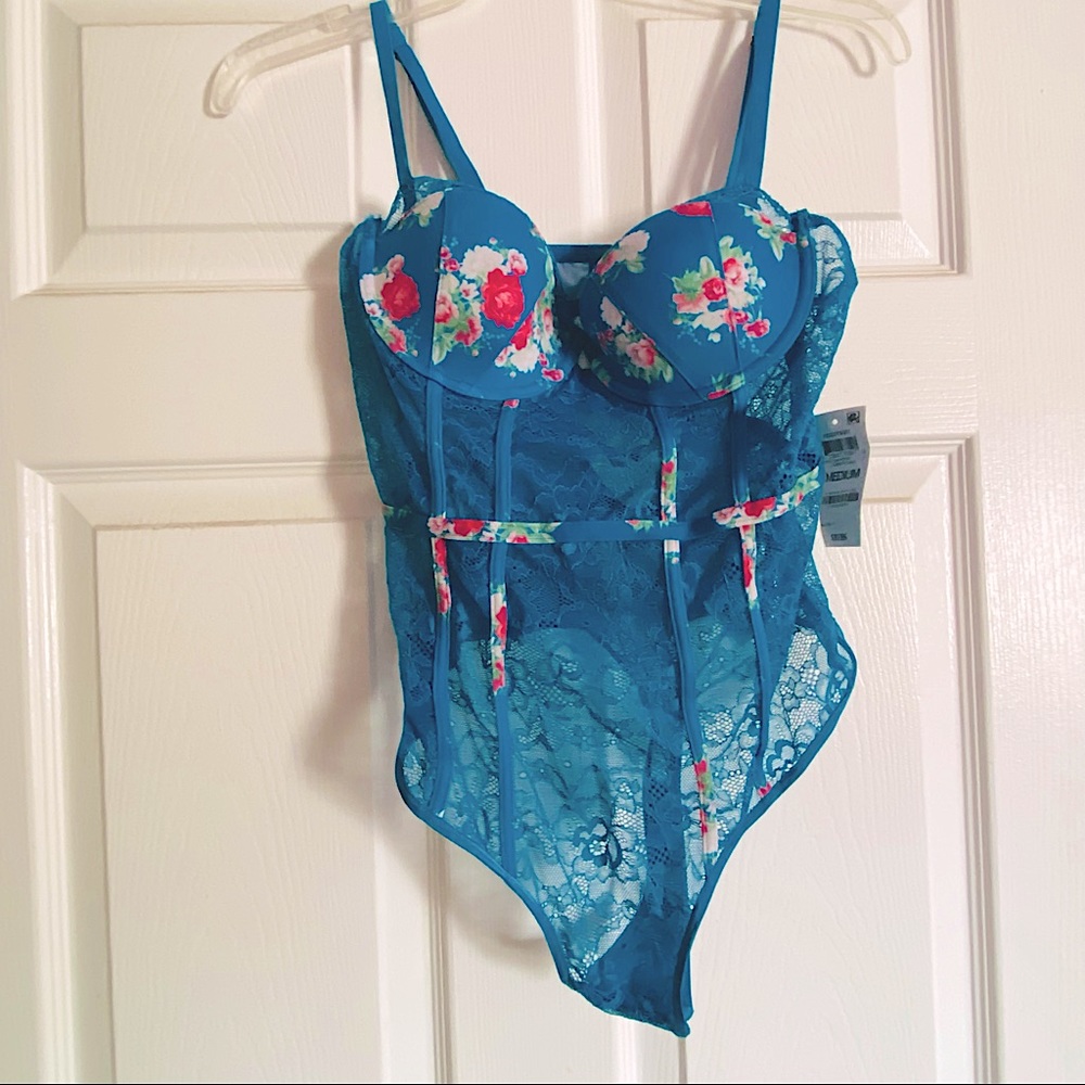 INC Floral Cup Lace Bodysuit M